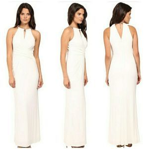 Laundry Segal Matte Jersey Gown w/ Necklac…